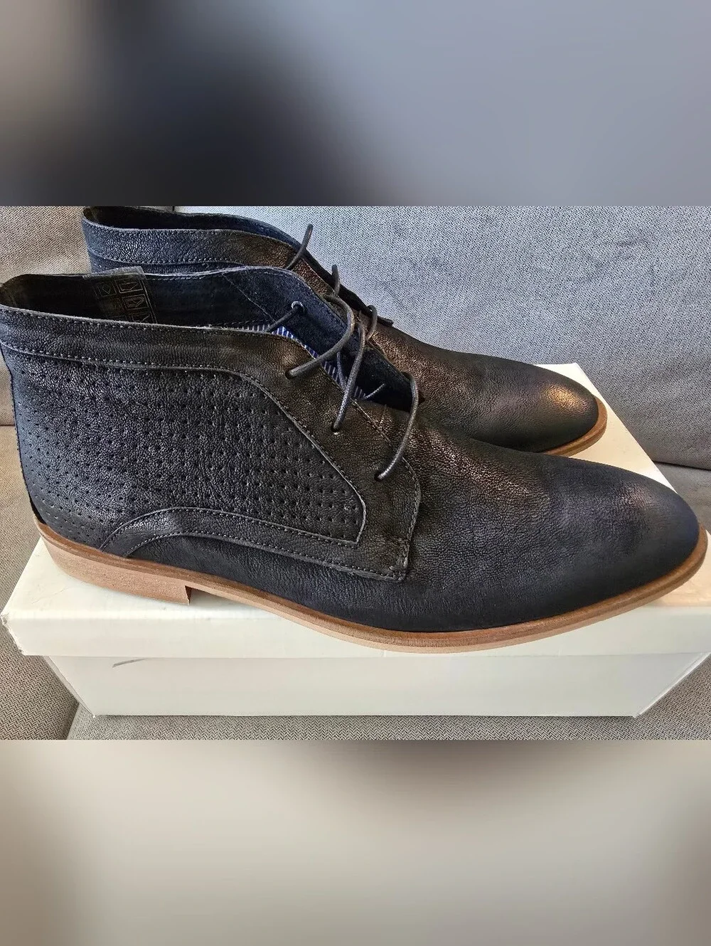 NIB Steve Madden Kain Men's Black Lace-Up Chukka Boots - EU45 US11.5